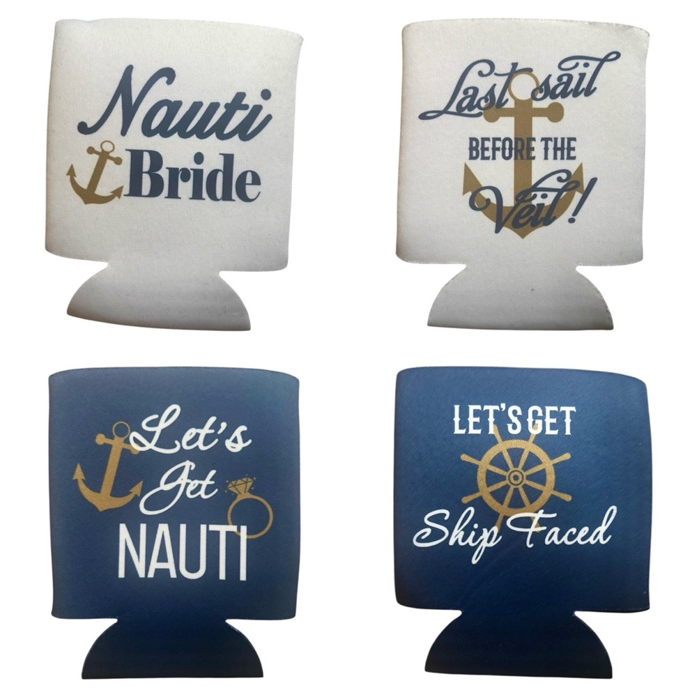 SET: Nauti Bride CanCooler w/ 12 Bridal Party “Lets Get Nauti”-COOZIES/CANCOOLER
